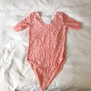 Pink lace bodysuit
